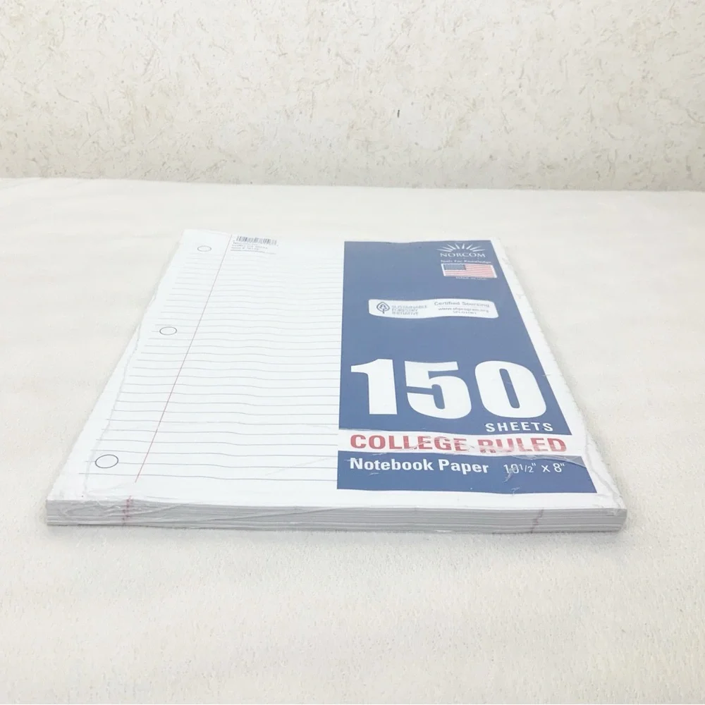 Norcom Tools 150 Sheets Pack College Ruled Notebook Filler Paper 10.5x8 USA